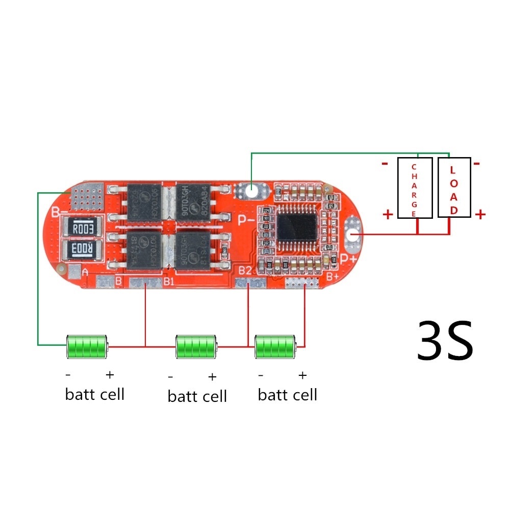 Контроллер заряда-разряда BMS 5S(3S/4S) 21B 25А для литиевых батарей